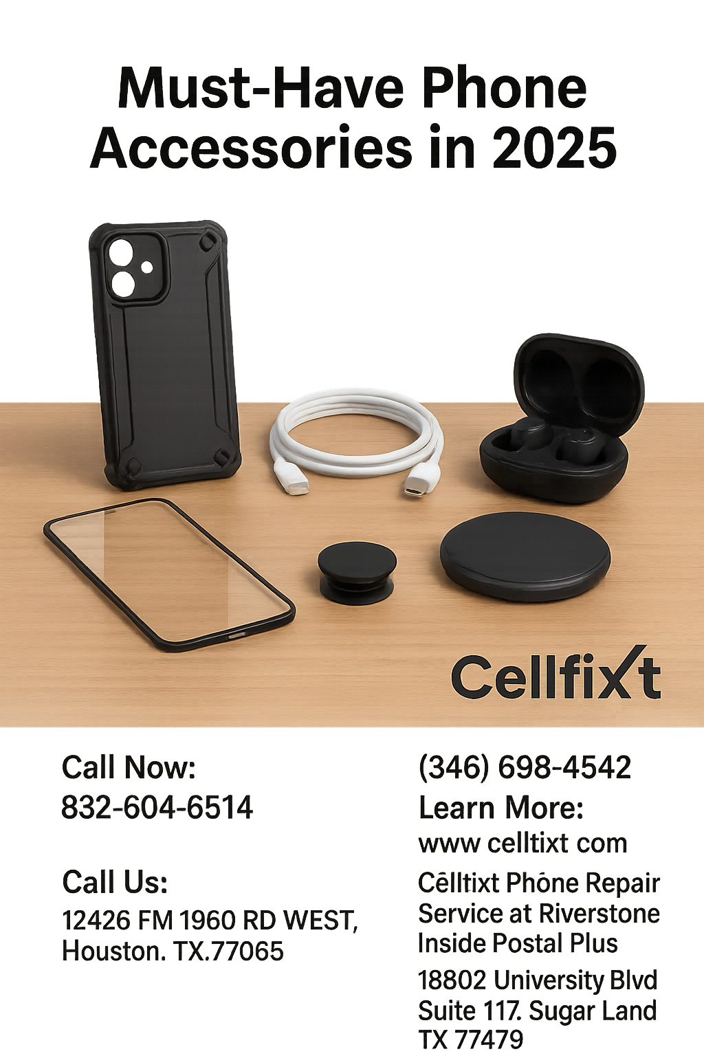 🔌 Must-Have Phone Accessories in 2025 – Available Now at Cellfixt Houston & Sugar Land!