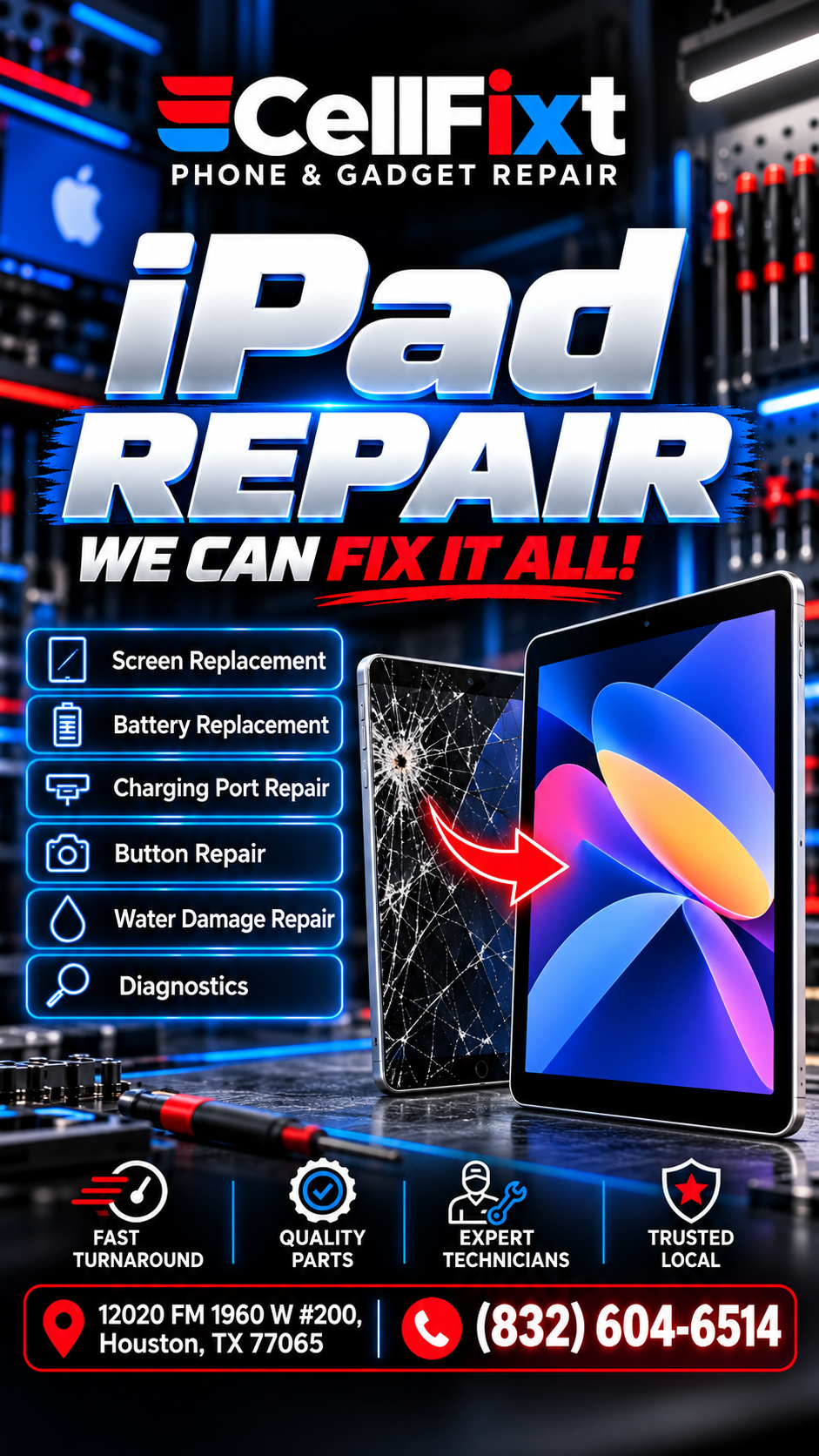 iPad Repair in Houston: Screens, Batteries, Charging Ports, and More